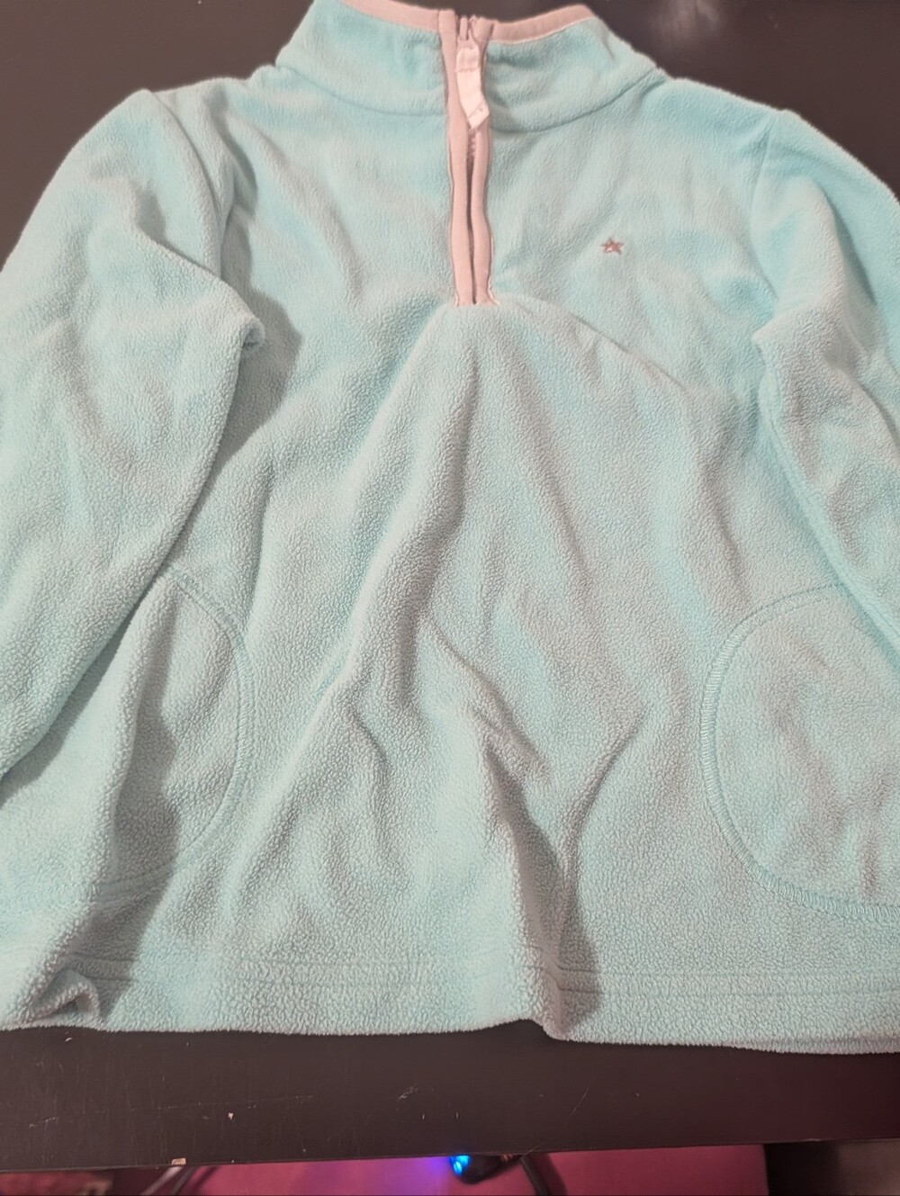 Carter's Light Aqua Half-Zip Fleece with Pink Trim
